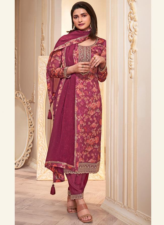 Chinon Hot Pink Daily Wear Digital Print Salwar Suit